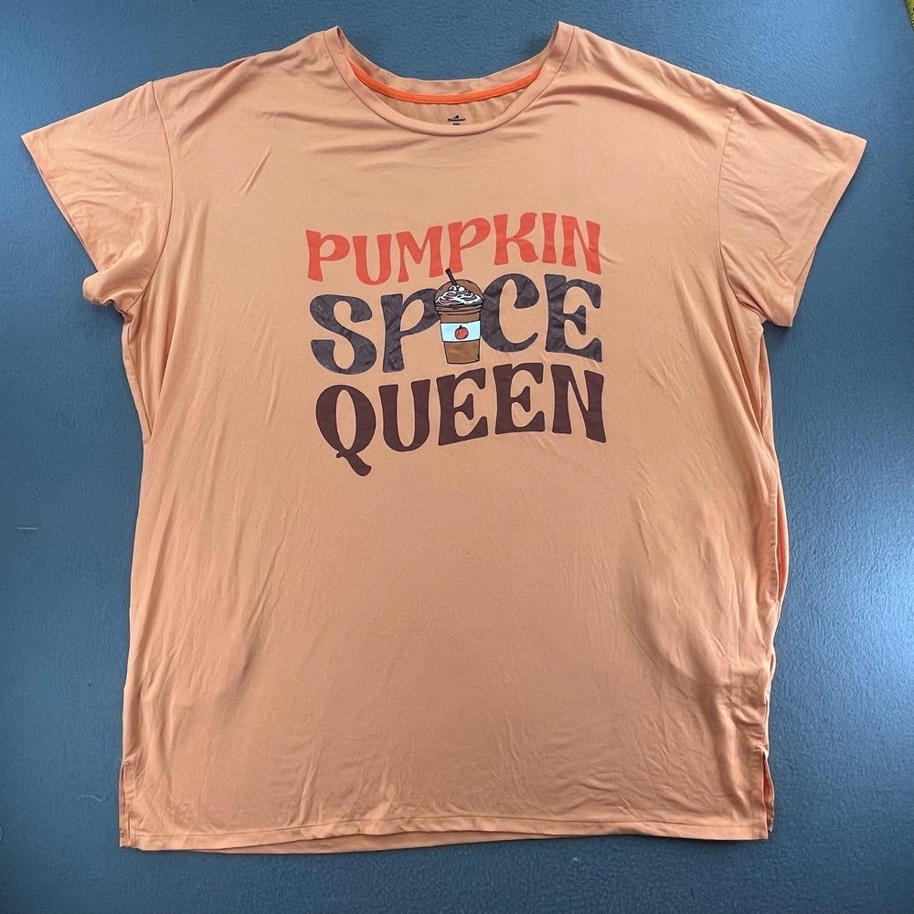 Way To Celebrate Women Sleep Shirt Recycled Poly 3X Pumpkin Spice Queen Fall